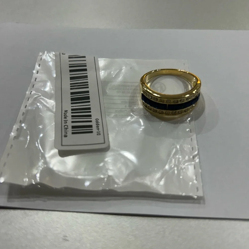 NWT- ElegantBand Ring Paved Rhinestone gold plated - Picture 4 of 7